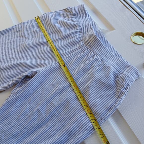 Old Navy High-Waisted Linen-Blend Pants L grey stripe pockets elastic waist - Picture 8 of 12